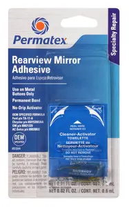81844 PERMATEX Клей набор для вклейки зеркал заднего вида Rearview Mirror Adhesive: клей в блистере + салфетка-активатор, одобрен GM, Chrysler, Ford, 9 мл (фото 2)