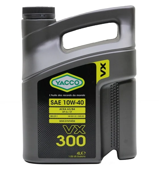 YACCO 10W40 VX 300/4 YACCO Масло моторное полусинтетическое 4 л - ACEA A3/B4 ,API SL/CF MB 229.1 ,VW 501.01/505.00 (фото 1)
