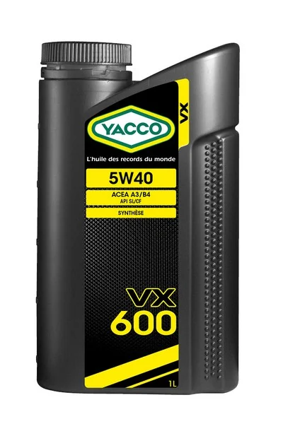 YACCO 5W40 VX 600/1 YACCO Масло моторное синтетическое 1 л - ACEA A3/B4,API SN/CF,BMW LL01,MB 229.3,VW 502.00/505.00,Porsche A40,Fiat 9.55535-M2,GM LL-B-025 (фото 1)