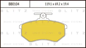 BB0104 BLITZ Колодки тормозные дисковые /комплект 4 шт/ (фото 1)