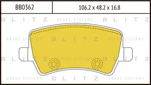 BB0362 BLITZ Колодки тормозные дисковые /комплект 4 шт/ (фото 1)