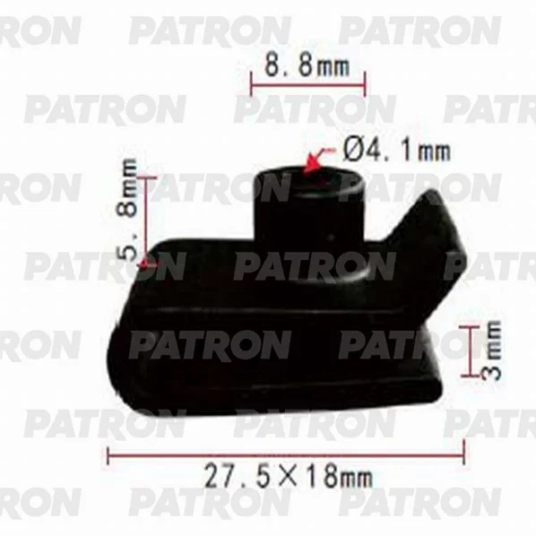 P37-0730 PATRON Скоба пластиковая Lexus, Mazda, Toyota применяемость: подкрылок, крылья, бампер (фото 1)