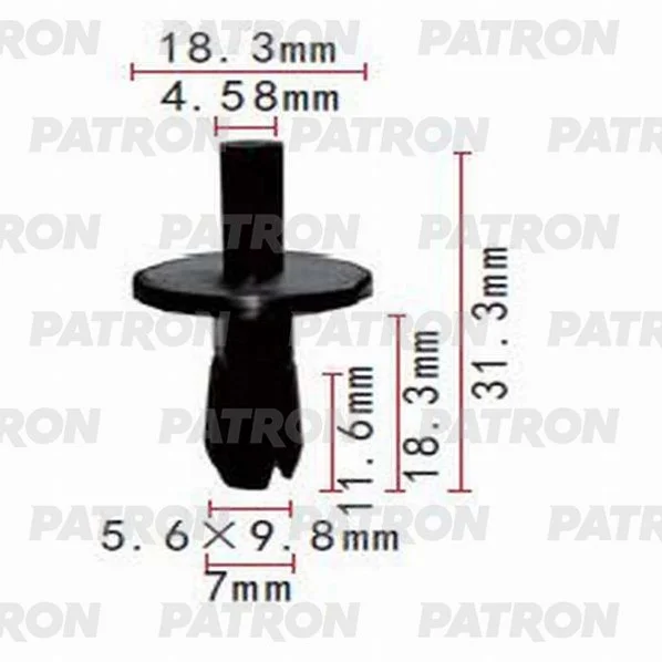 P37-0738 PATRON Клипса пластмассовая Ford применяемость: решётки, бампер (фото 1)