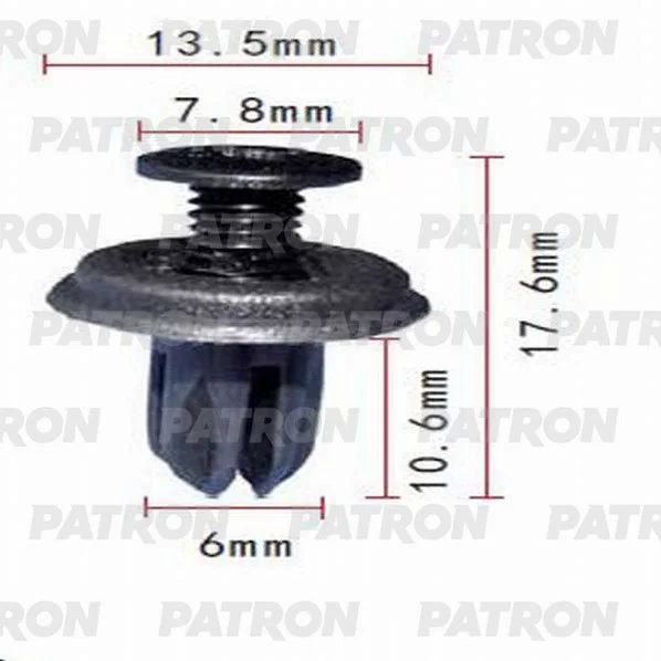 P37-0977 PATRON Клипса пластмассовая HONDA применяемость: распорная, резьбовая капот (фото 1)
