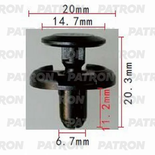 P37-1102 PATRON Клипса пластмассовая AlfaRomeo,Fiat,Lancia,Lexus,Mitsubishi,Suzuki,Toyota применяемость: брызговики, подкрылок, бампер, крылья (фото 1)