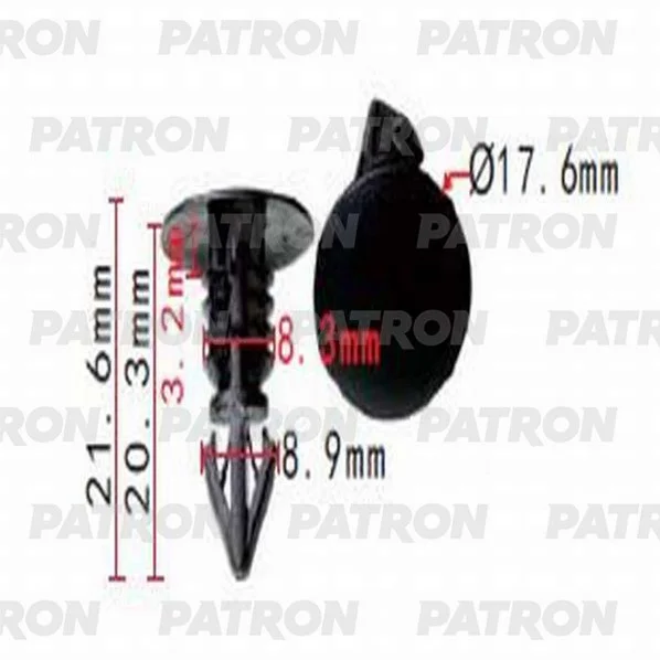 P37-1298 PATRON Клипса пластмассовая Infiniti,Nissan применяемость: бампер, подкапотное пространство, уплотнитель (фото 1)