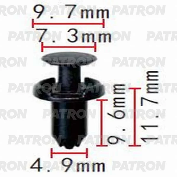 P37-1380 PATRON Клипса пластмассовая TOYOTA применяемость: нажимная, распорная, подкрылок, защита (фото 1)