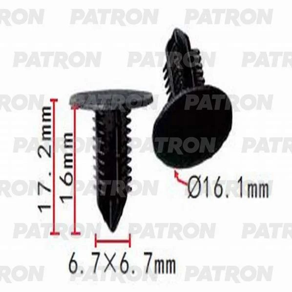 P37-1382 PATRON Клипса пластмассовая Lexus,Toyota применяемость: брызговики, подкрылки (фото 1)
