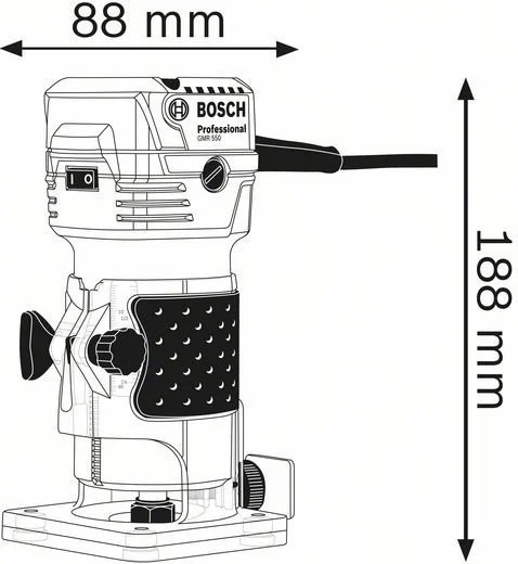 06016A0020 BOSCH Фрезер кромочный GKF 550 Professional (фото 5)