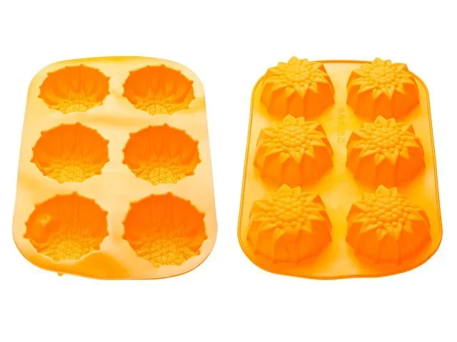 20-000614 PERFECTO LINEA Форма для выпечки силиконовая прямоугольная на 6 кексов 27,5х18х3 см оранжевая (фото 1)