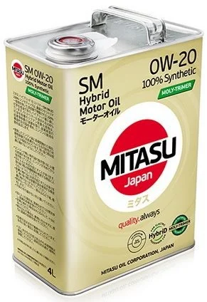 MJ-M02-4 MITASU Моторное масло 0W20 синтетическое Hybrid Moly-Trimer SM 4 л (фото 1)