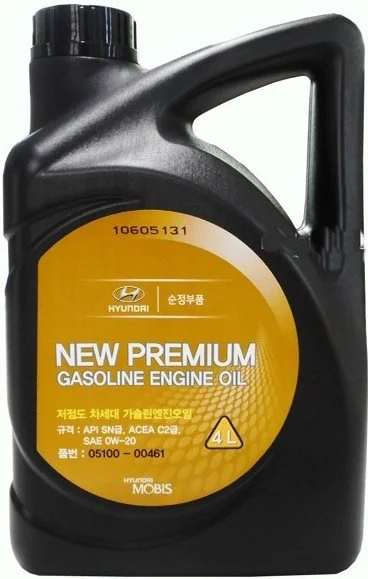 05100-00461 HYUNDAI/KIA/MOBIS Моторное масло 0W20 синтетическое MOBIS New Premium Gasoline Engine 4 л (фото 1)