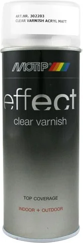 302203 MOTIP Лак аэрозольный Deco Effect Clear Varnish матовый 400 мл (фото 1)