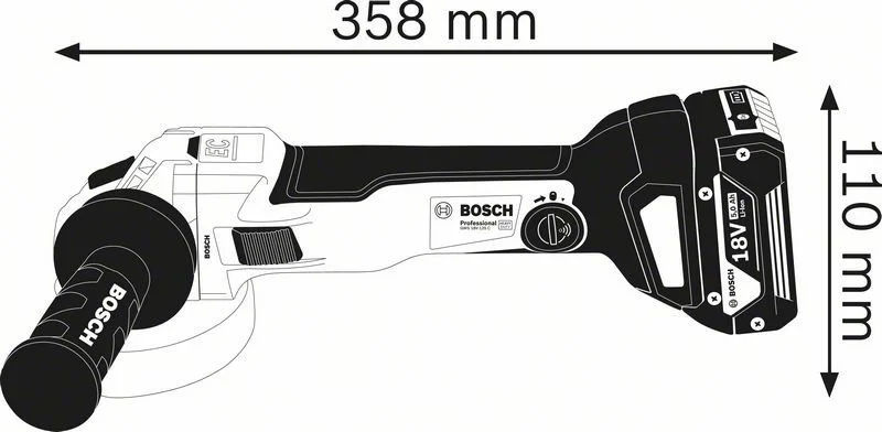 06019G310A BOSCH Шлифмашина угловая аккумуляторная GWS 18V-10 C (фото 2)