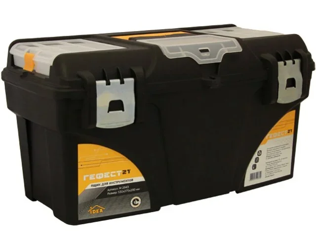 М2943 IDEA Ящик для инструмента пластмассовый ГЕФЕСТ 21 с коробками металлические замки (фото 1)
