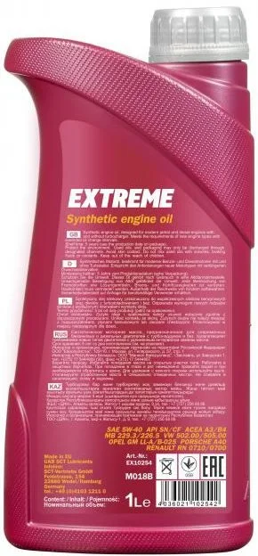 44 MANNOL Моторное масло 5W40 синтетическое Extreme 1 л (фото 2)