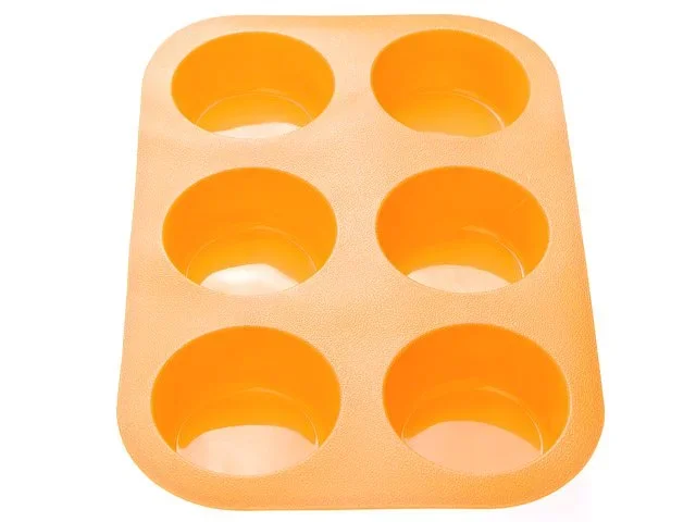 20-000414 PERFECTO LINEA Форма для выпечки силиконовая прямоугольная на 6 кексов 26х17,5х3 см оранжевая (фото 1)