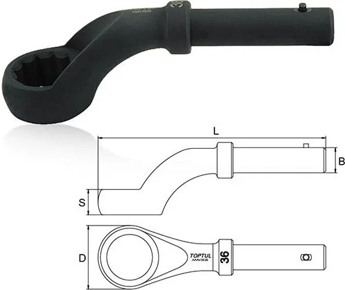 AAAV3636 TOPTUL Ключ ударный накидной угол 45° 36 мм (фото 1)