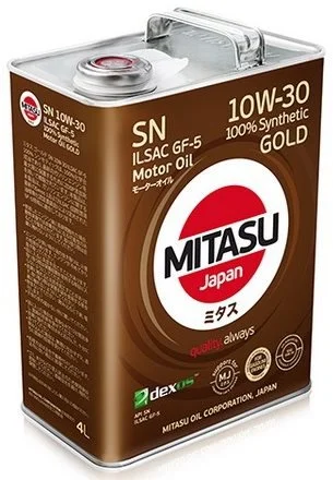 MJ-105-4 MITASU Моторное масло 10W30 синтетическое Gold SN 4 л (фото 1)