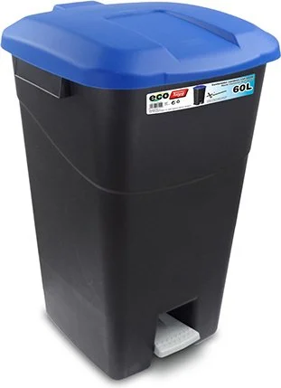 431029 TAYG Контейнер для мусора пластиковый с педалью 60 л черный (фото 1)