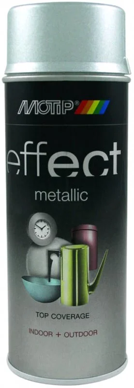 302501 MOTIP Краска аэрозольная Deco Effect Metallic брилиантовое серебро 400 мл (фото 1)