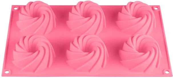 20-105227 PERFECTO LINEA Форма для выпечки силиконовая прямоугольная на 6 кексов 29,2х17,3х3,5 см розовая (фото 1)
