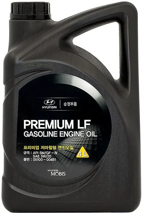 05100-00451 HYUNDAI/KIA/MOBIS Моторное масло 5W20 синтетическое MOBIS Premium LF Gasoline 4 л (фото 2)