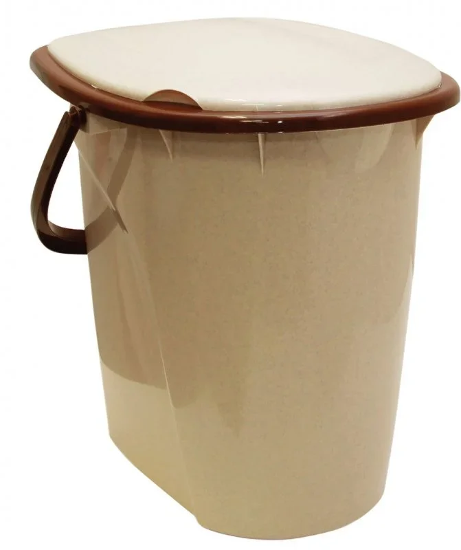М2460 IDEA Ведро туалетное пластмассовое 24 л бежевый мрамор (фото 1)