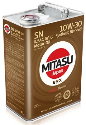 MJ-121-4 MITASU Моторное масло 10W30 полусинтетическое Motor Oil SN 4 л (фото 1)