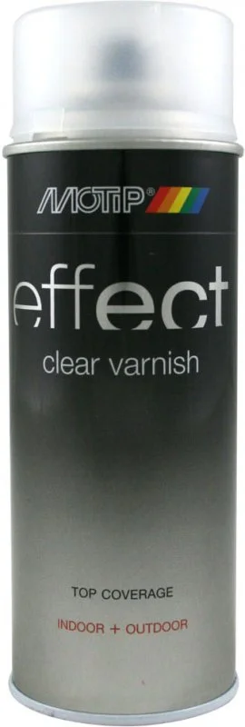 302204 MOTIP Лак аэрозольный Deco Effect Clear Varnish полуматовый 400 мл (фото 1)