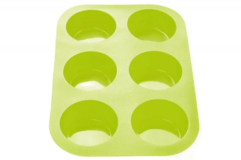 20-000413 PERFECTO LINEA Форма для выпечки силиконовая прямоугольная на 6 кексов 26х17,5х3 см зеленая (фото 1)
