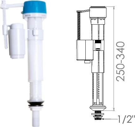 7016 NOVA Клапан поплавочный нижней подачи воды 1/2 пластиковая резьба (фото 2)
