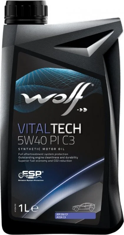 21116/1 WOLF Моторное масло 5W40 синтетическое VitalTech PI C3 1 л (фото 1)