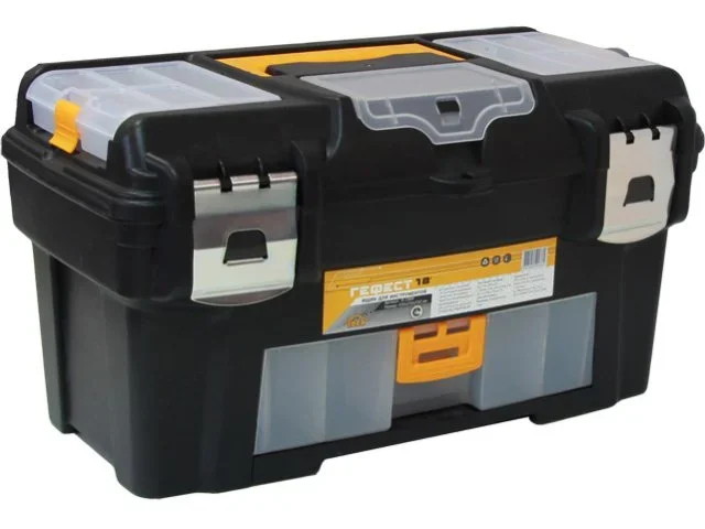 М2944 IDEA Ящик для инструмента пластмассовый ГЕФЕСТ 18 с консолью и коробками металлические замки (фото 1)