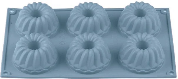 20-003728 PERFECTO LINEA Форма для выпечки силиконовая прямоугольная на 6 кексов 28,5х17,5х4 см голубая (фото 1)