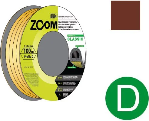 02-2-4-103 ZOOM Уплотнитель тип D коричневый Classic 100 м (фото 1)