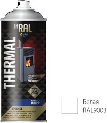 26-7-4-001 INRAL Эмаль аэрозольная термостойкая силиконовая белый 9003 Thermal Enamel 400 мл (фото 1)