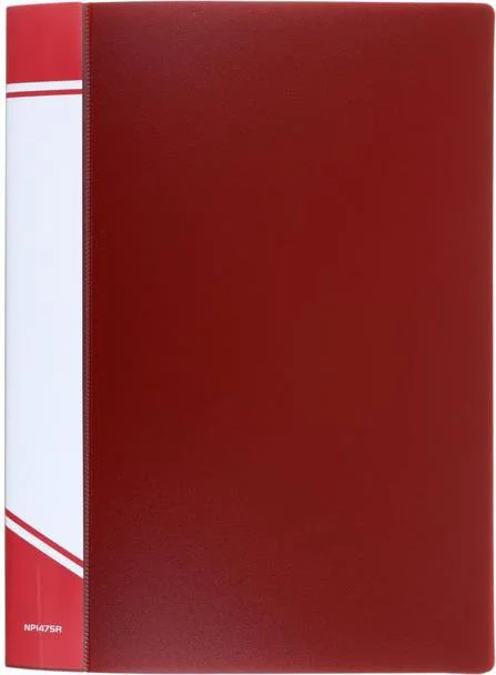 NP1475R INФОРМАТ Папка с прижимами А4 1 прижим красный пластик 750 мкм карман (фото 1)