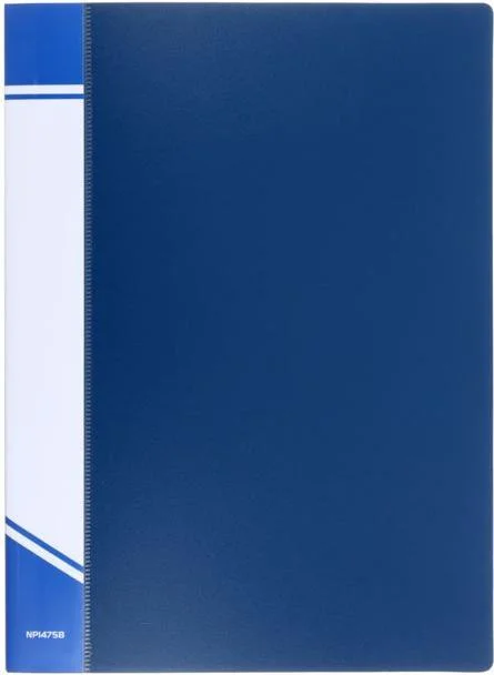 NP1475B INФОРМАТ Папка с прижимами А4 1 прижим синий пластик 750 мкм карман (фото 1)