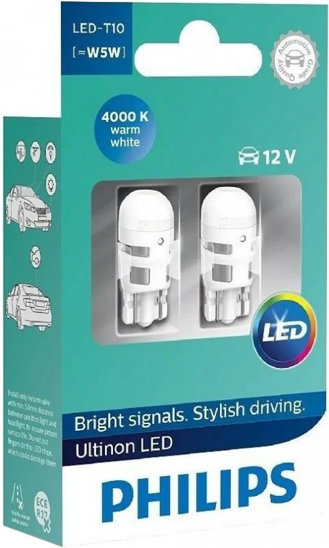11961ULW4X2 PHILIPS Лампа светодиодная автомобильная Ultinon LED W5W 2 штуки (фото 3)