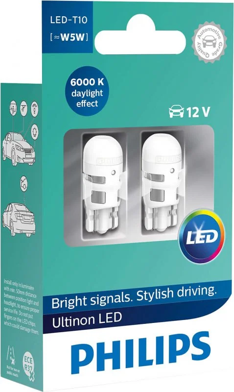 11961ULWX2 PHILIPS Лампа светодиодная автомобильная Ultinon LED W5W 2 штуки (фото 3)
