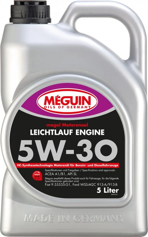 6376 MEGUIN Моторное масло 5W30 синтетическое Megol Leichtlauf Engine 5 л (фото 1)