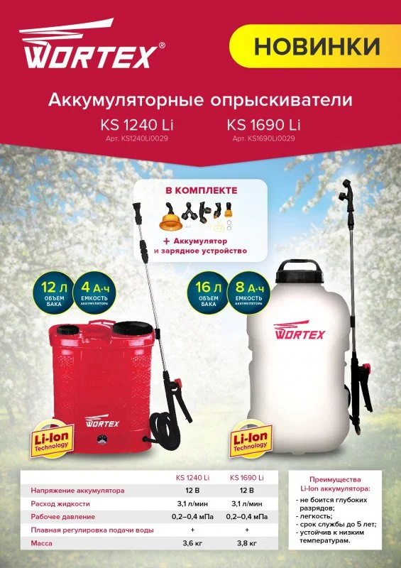 KS1690Li0029 WORTEX Опрыскиватель ранцевый аккумуляторный KS 1690 Li (фото 3)