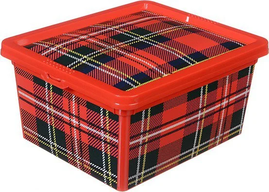 М2355 IDEA Коробка для хранения вещей пластиковая 190х160х90 мм Деко клетка (фото 1)