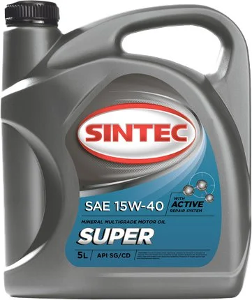 900315 SINTEC Моторное масло 15W40 минеральное Super 5 л (фото 1)