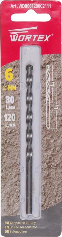 WDB061200C2111 WORTEX Сверло по бетону 6х120 мм (фото 1)