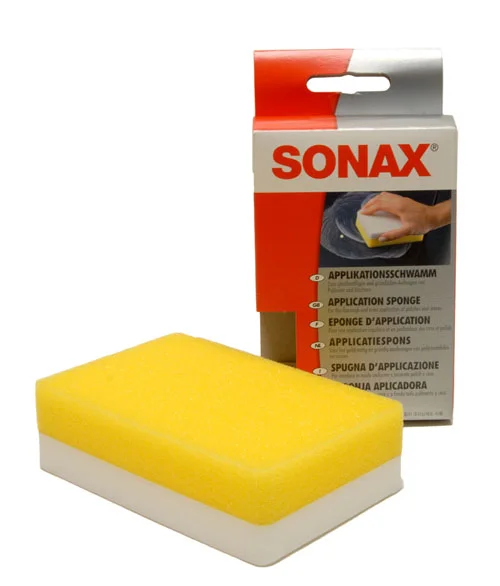 417 300 SONAX Губка комбинированная для нанесения воска и ухода за пластиком (12х8х3,5)см (фото 1)