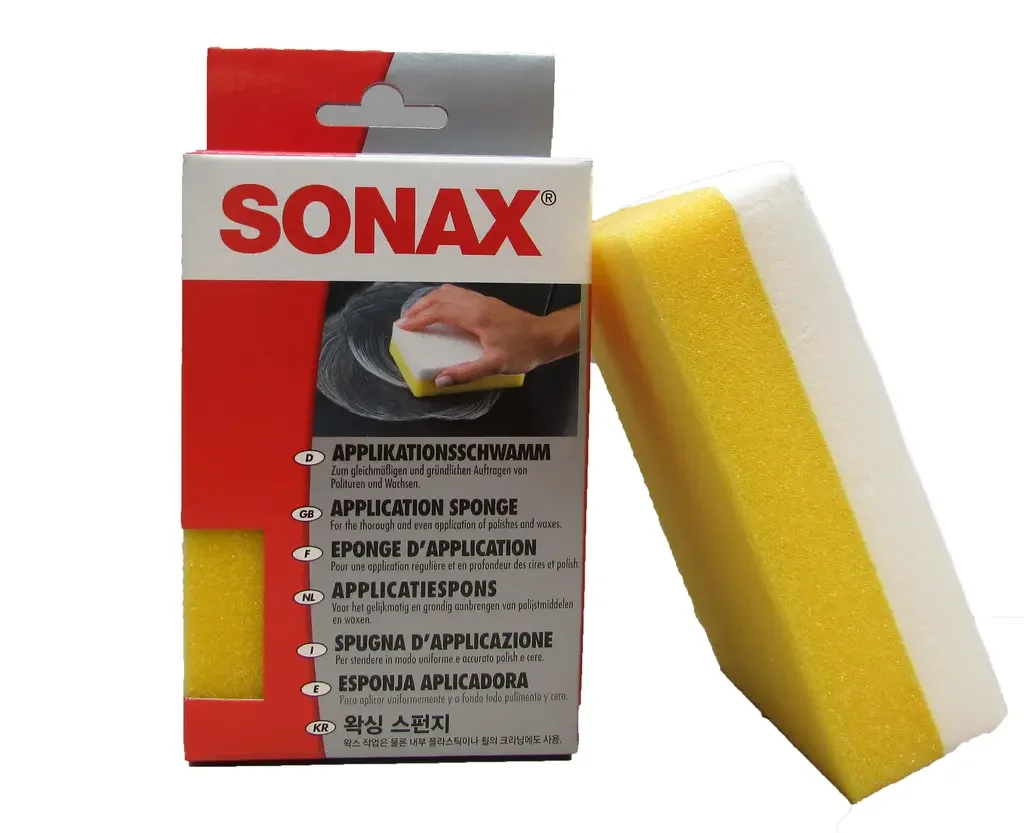 417 300 SONAX Губка комбинированная для нанесения воска и ухода за пластиком (12х8х3,5)см (фото 2)