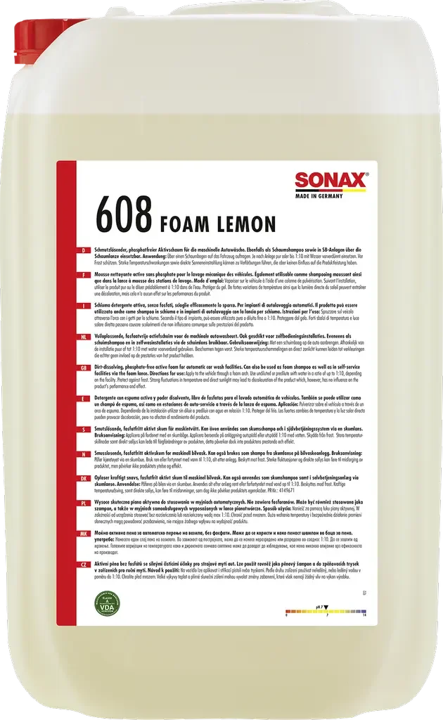 608 705 SONAX Пена активная для любых загрязнений, для моек ВД и ручной мойки, запах лимона, 25л (фото 1)