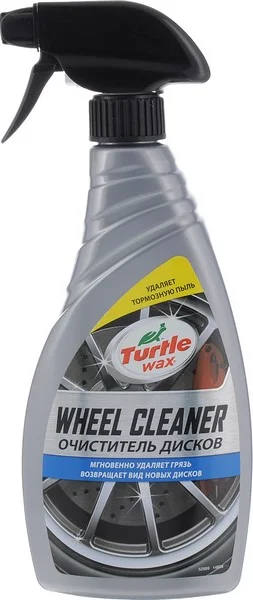 52999 TURTLE WAX Очиститель колесных дисков WHEEL CLEAN: безопасно удаляет тормозную пыль, пятна масла, окисления и грязь с литых, стальных и окрашенных дисков, триггер-спрей 500 мл (фото 1)